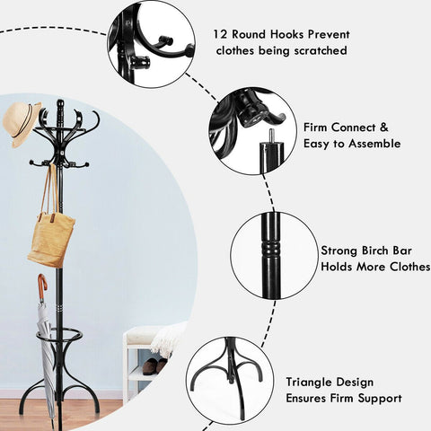 Practical Coat Rack with 360° Rotating Top and Stable Design