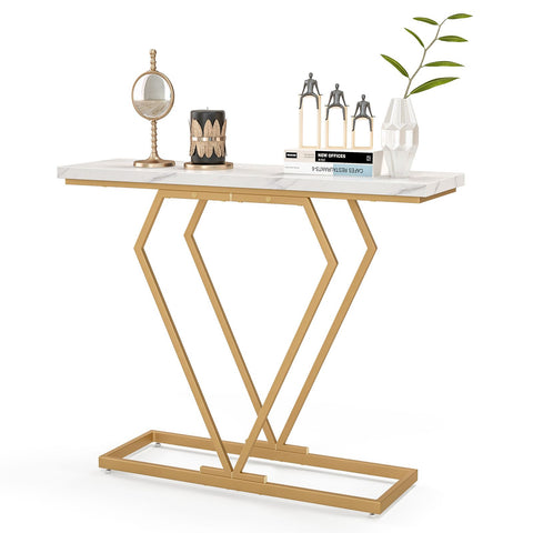 Stylish and Elegant Console Table with Golden frame and Geometric Design