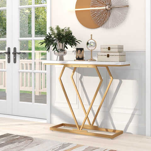 Stylish and Elegant Console Table with Golden frame and Geometric Design