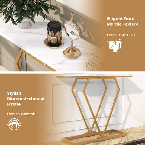Stylish and Elegant Console Table with Golden frame and Geometric Design