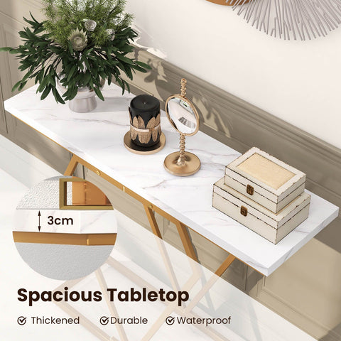 Stylish and Elegant Console Table with Golden frame and Geometric Design