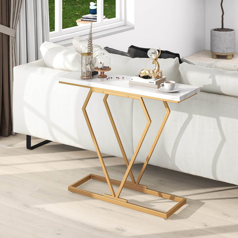 Stylish and Elegant Console Table with Golden frame and Geometric Design