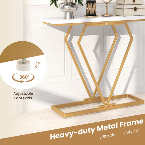 Stylish and Elegant Console Table with Golden frame and Geometric Design
