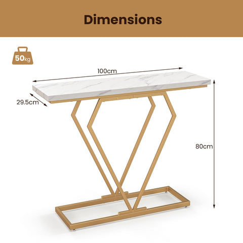 Stylish and Elegant Console Table with Golden frame and Geometric Design