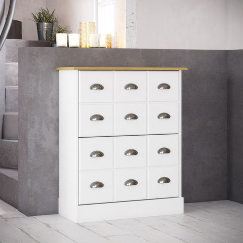 Spacious Country Style Shoe Cabinet with Shelves and Storage Drawers in White