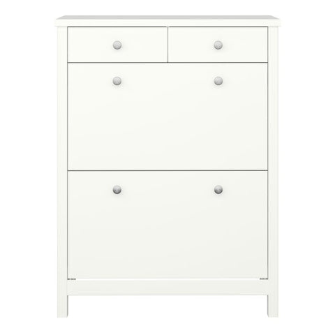 Tromso Shoe Cabinet 2 Flip Down Doors 2 Drawers in Off White