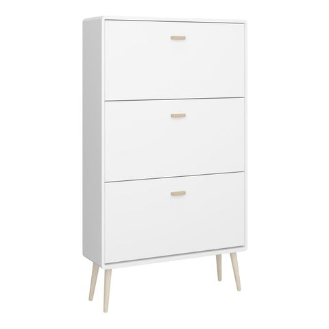 Elegant and Modern Shoe Cabinet with Ample Storage in White