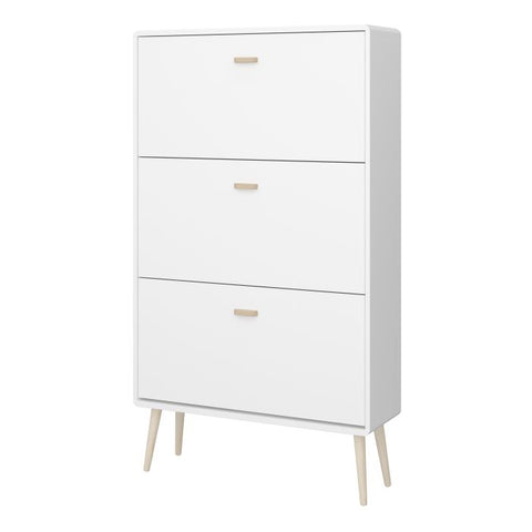 Elegant and Modern Shoe Cabinet with Ample Storage in White