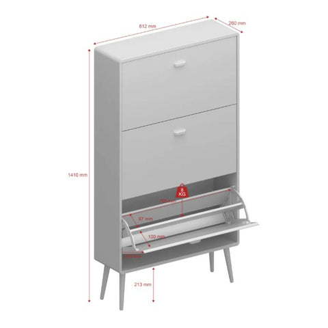 Elegant and Modern Shoe Cabinet with Ample Storage in White