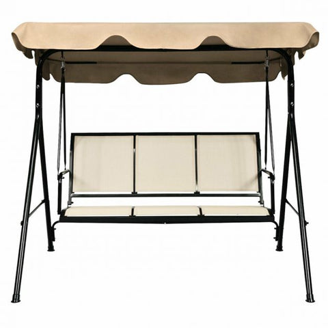 Summer Garden 3 Seater Swing Chair with Steel Frame and Adjustable Canopy