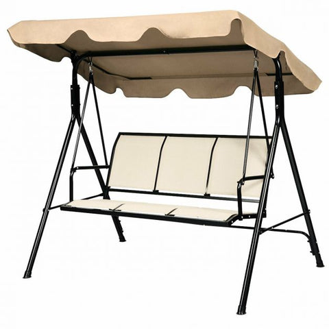 Summer Garden 3 Seater Swing Chair with Steel Frame and Adjustable Canopy