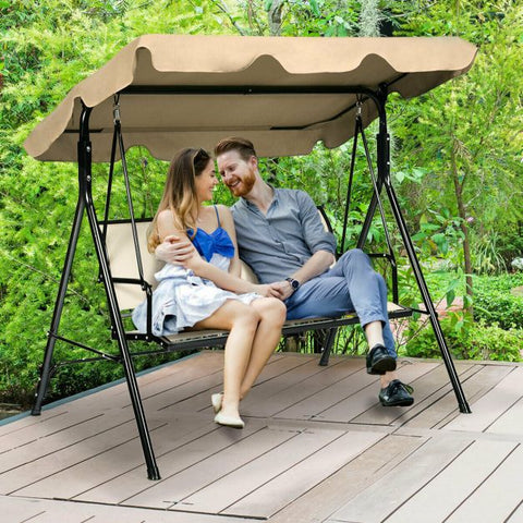 Summer Garden 3 Seater Swing Chair with Steel Frame and Adjustable Canopy
