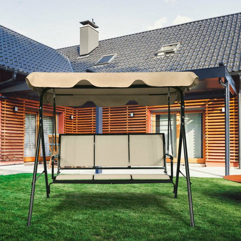 Summer Garden 3 Seater Swing Chair with Steel Frame and Adjustable Canopy