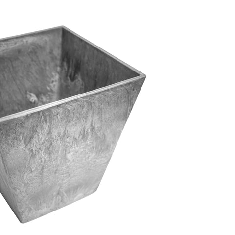 Lightweight Stone Composite Plant Pot with Square Base and Drainage in Grey