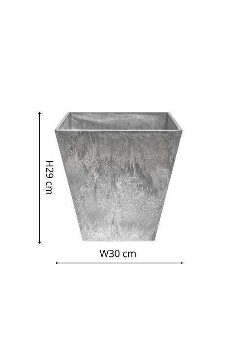 Lightweight Stone Composite Plant Pot with Square Base and Drainage in Grey