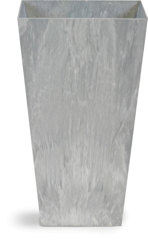 Lightweight Stone Composite Vase with Square Base and Drainage in Grey
