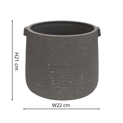 Elegant Handmade Indoor Stoneware Planter with Handle in Slate