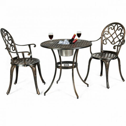 Garden Bistro Dining set with Aluminium and Removable Bucket in Antique Bronze