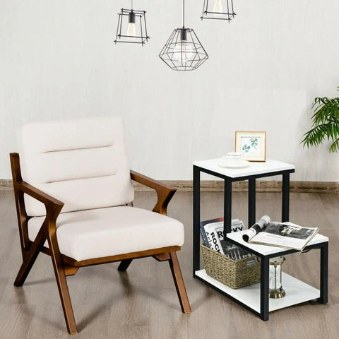 Modern Industrial Style Side Table with Square Design and 3 Tiers