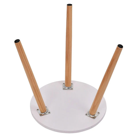Lightweight and Minimalistic Round Side Table with Sturdy Wooden Legs in White