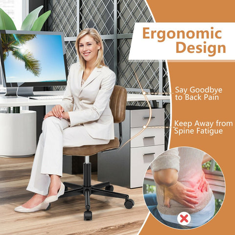 Adjustable Armless Chair with 360 Degree Rotating Seat Ergonomic Backrest