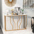 Elegant Multi-Function Entryway Table with Geometric Golden Frame and Faux Marble Table Top