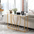 Elegant Multi-Function Entryway Table with Geometric Golden Frame and Faux Marble Table Top