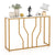 Elegant Multi-Function Entryway Table with Geometric Golden Frame and Faux Marble Table Top