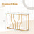 Elegant Multi-Function Entryway Table with Geometric Golden Frame and Faux Marble Table Top