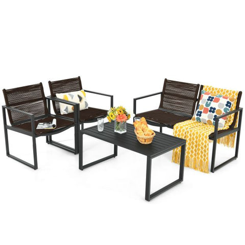 Garden Dining Set with Steel Frame and Ergonomical Design