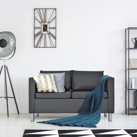 Modern PU Leather 2 Seater Sofa with 120cm Length in Dark Grey