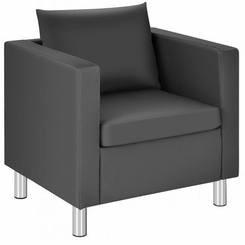Classic Office Tub Chair with Sliver Legs in Dark Grey