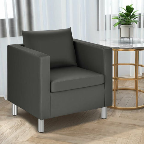 Classic Office Tub Chair with Sliver Legs in Dark Grey