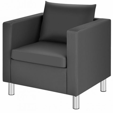 Classic Office Tub Chair with Sliver Legs in Dark Grey
