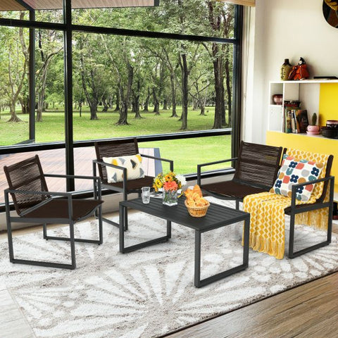 Garden Dining Set with Steel Frame and Ergonomical Design
