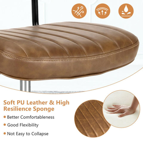 Adjustable Armless Chair with 360 Degree Rotating Seat Ergonomic Backrest