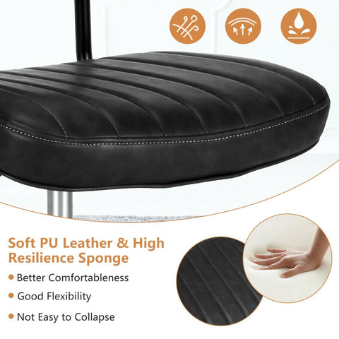 Adjustable Armless Chair with 360 Degree Rotating Seat Ergonomic Backrest