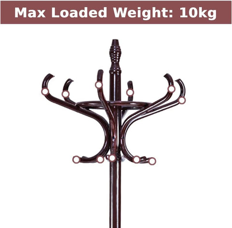 Elegant Classic Style Coat Rack with 12 Hooks and Umbrella Holder In Black