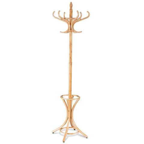 Elegant Classic Style Coat Rack with 12 Hooks and Umbrella Holder In Black