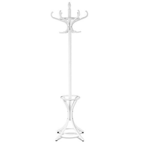 Elegant Classic Style Coat Rack with 12 Hooks and Umbrella Holder In Black