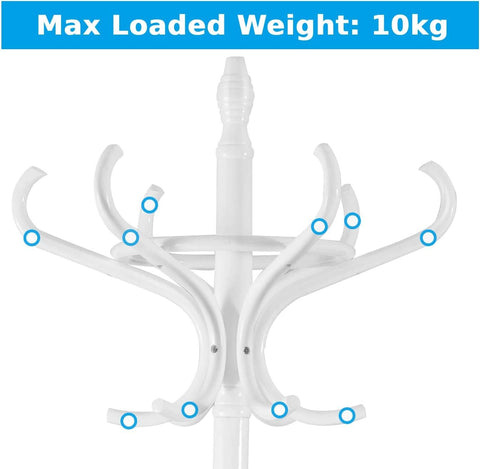 Elegant Classic Style Coat Rack with 12 Hooks and Umbrella Holder In Black