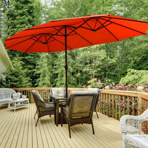 Garden 4.6m Crank Handle Umbrella Parasol with Double-Sided Design