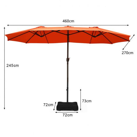 Garden 4.6m Crank Handle Umbrella Parasol with Double-Sided Design