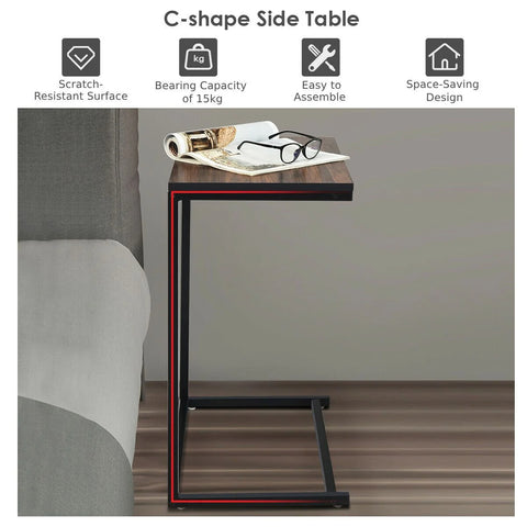 Compact and Stylish Side Table with C-Shape and Industrial Design