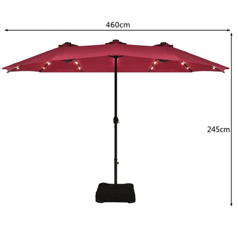 Patio Large Crank Handle Umbrella with LED Lights