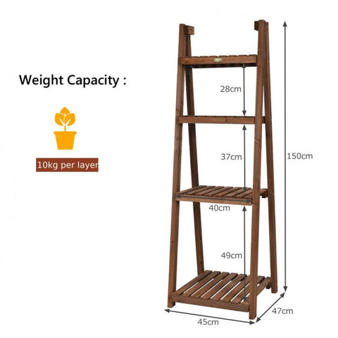 Patio Multi-Functional Folding Wooden Display Stand in Dark Brown