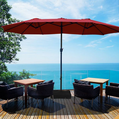 Garden 4.6m Crank Handle Umbrella Parasol with Double-Sided Design