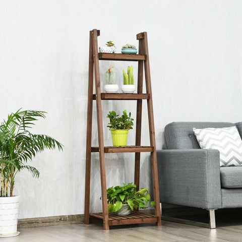 Patio Multi-Functional Folding Wooden Display Stand in Dark Brown
