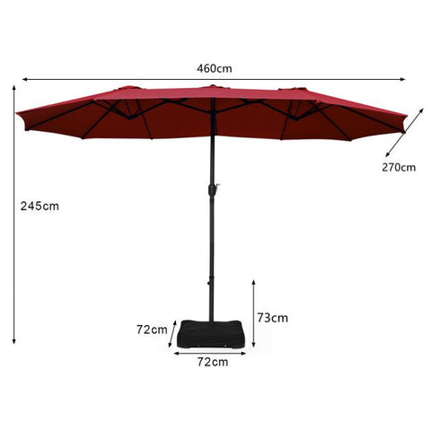 Garden 4.6m Crank Handle Umbrella Parasol with Double-Sided Design