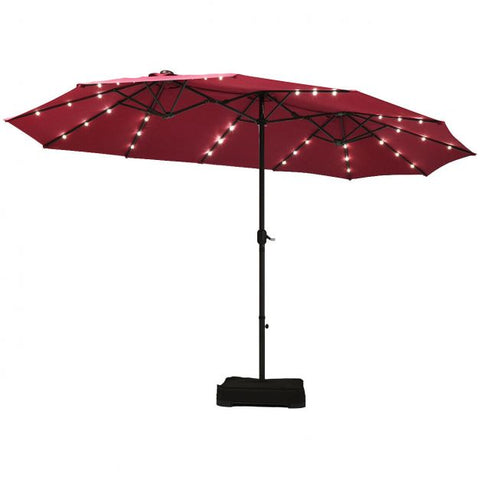 Patio Large Crank Handle Umbrella with LED Lights